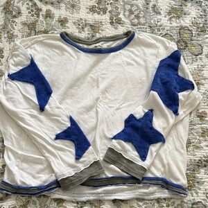 We The Free White and Blue Star Long Sleeve Tee